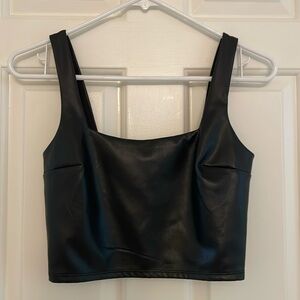 Faux leather crop top Express